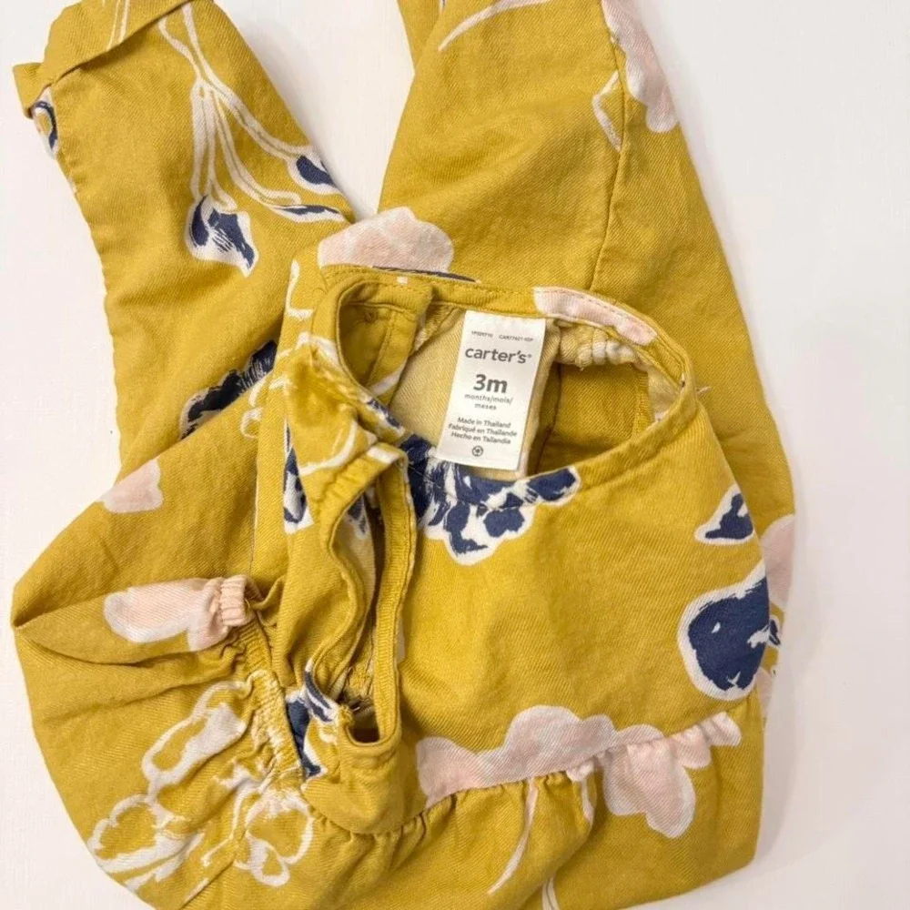 Mustard Yellow Floral‎ Baby Romper Jumpsuit 3M Carter's Sleeveless Outfit